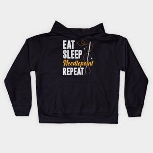 Eat Sleep Needlepoint Repeat Kids Hoodie